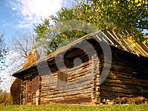 Barn and hay stack