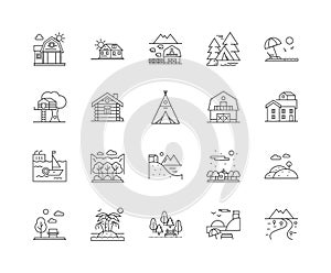 Barn holidays line icons, signs, vector set, outline illustration concept