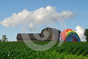 Barn and Hot Air Balloon