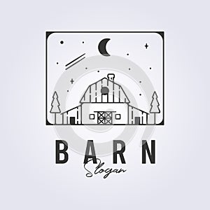 barn house rustic logo line art icon symbol template background vector illustration design