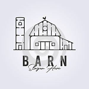 barn house rustic logo line art icon symbol template background vector illustration design..