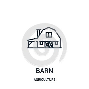 barn icon vector from agriculture collection. Thin line barn outline icon vector illustration. Linear symbol for use on web and