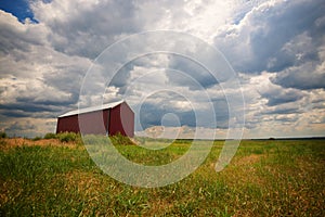 Barn, a lonely building in a field