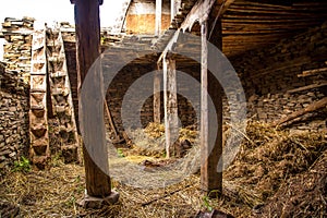 Barn made of stones and wood photo