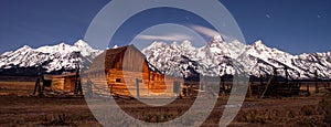 Barn Night Sky Teton Mountains Wyoming West