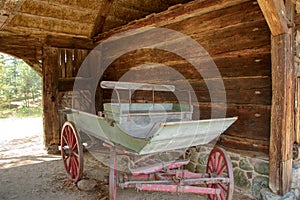 barn, old garage and old farm wagon