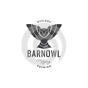 Barn owl flying hipster logo design