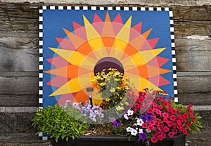 Barn Quilt and Flowers