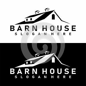 BARN RANCH HOUSE MODERN LOGO DESIGN VECTOR