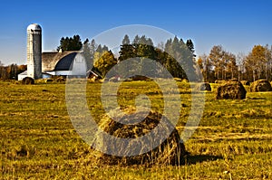 Barn with Rolls of Hay, Wisconsin