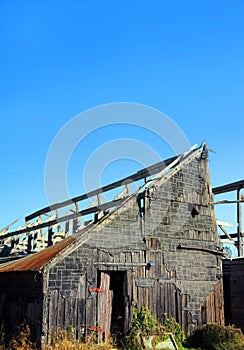 Barn in Ruins With Shingle Front