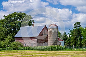 Barn, silo, and corn, minnesota