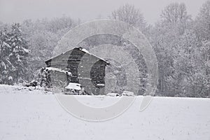Barn in snow photo