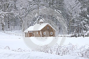 Barn on a Snowy Day In New England