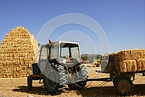 Barn stacked and agriculture tractor