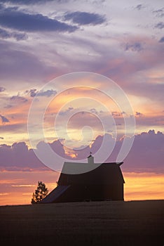 Barn at sunset