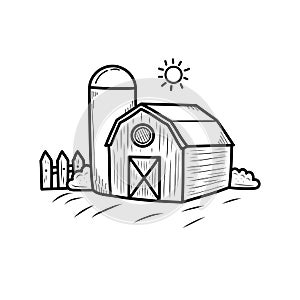 Barn vector illustration in cute doodle style isolated