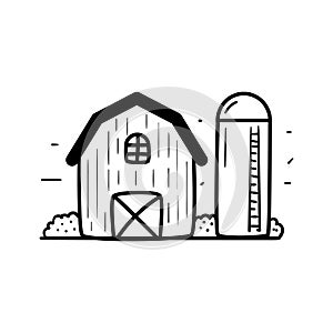 Barn vector illustration in hand-drawn doodle style