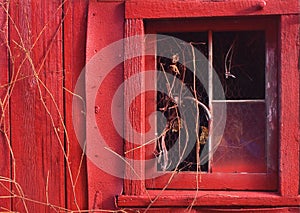 Barn window in winter