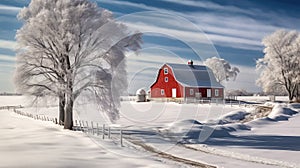 barn winter on farm