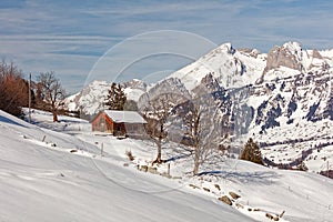 Barn in winterly Buchserberg