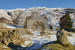 Barn in Wintry countryside photo