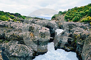 Barnafoss waterfall in western Iceland.