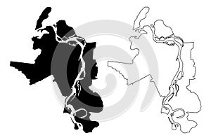 Barnaul City Russian Federation, Russia, Altai Krai map vector illustration, scribble sketch City of Barnaul map