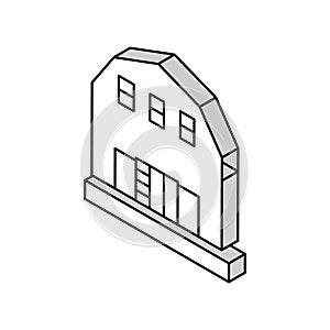 barndominium house isometric icon vector illustration