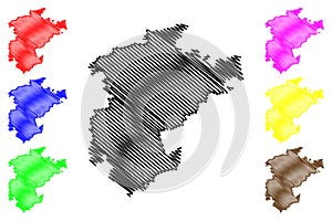 Barnim district Federal Republic of Germany, rural district, State of Brandenburg map vector illustration, scribble sketch