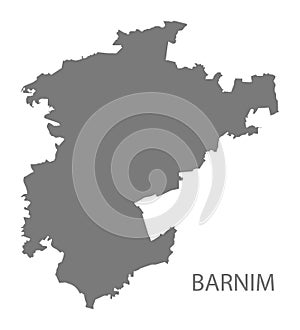 Barnim grey county map of Brandenburg Germany