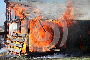 Barns on fire