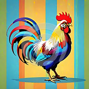 Barnyard rooster chicken pop art colors