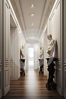 Barocco style hallway interior in luxury house photo