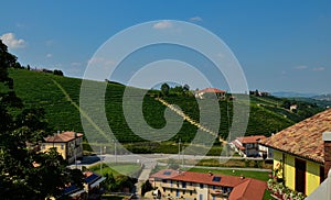 Barolo, Piedmont, Italy. July 2018. From the castle you have magnificent views of the surrounding countryside