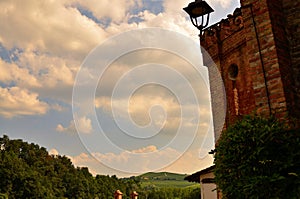 Barolo, Piedmont, Italy. July 2018. From the castle you have magnificent views of the surrounding countryside