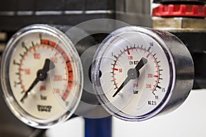 Barometer in blue air compressors