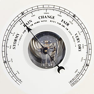 Barometer dial set to rain