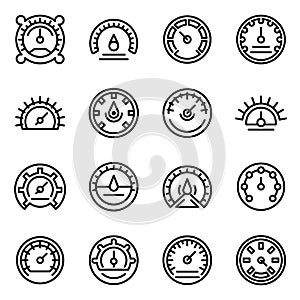 Barometer icons set, outline style