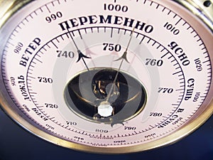 Barometer shows on weather changing