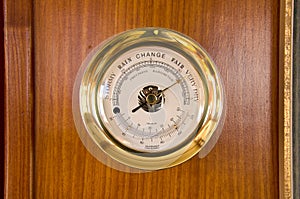 Barometer Thermometer Weather Station on wood