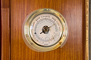 Barometer Thermometer Weather Station on wood photo