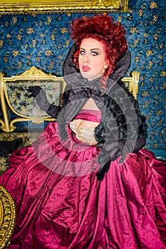 Baroness in baroque salon photo