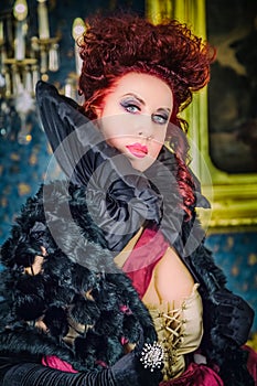 Baroness in baroque salon photo