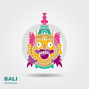 Barong. Traditional ritual Balinese mask. Flat icon