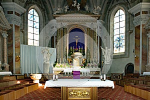 Baroque Altar in Church of Archangel Michael in Bressanone - Brixen, South Tyrol, Italy