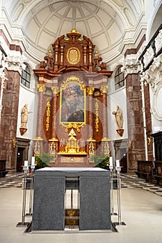 Baroque altar of the Jesuit church Innsbruck austria