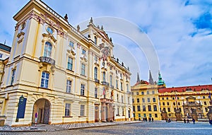 Baroque Archbishop`s Palace on Castle Square, Prague, Czech Republic