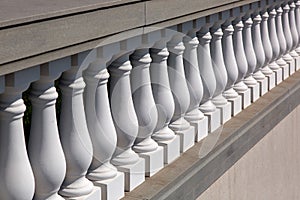 Details of stone white balustrades close up.