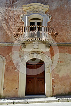 Typical Baroque doorway in Ragusa Sicily Italy  photo